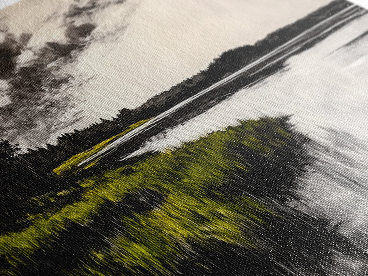 Marshland, Moody Sky, Lakeside View, Canvas Print, Nature Photography, Living Room Wall Art, Rustic Landscape, Neutral Tones Decor
