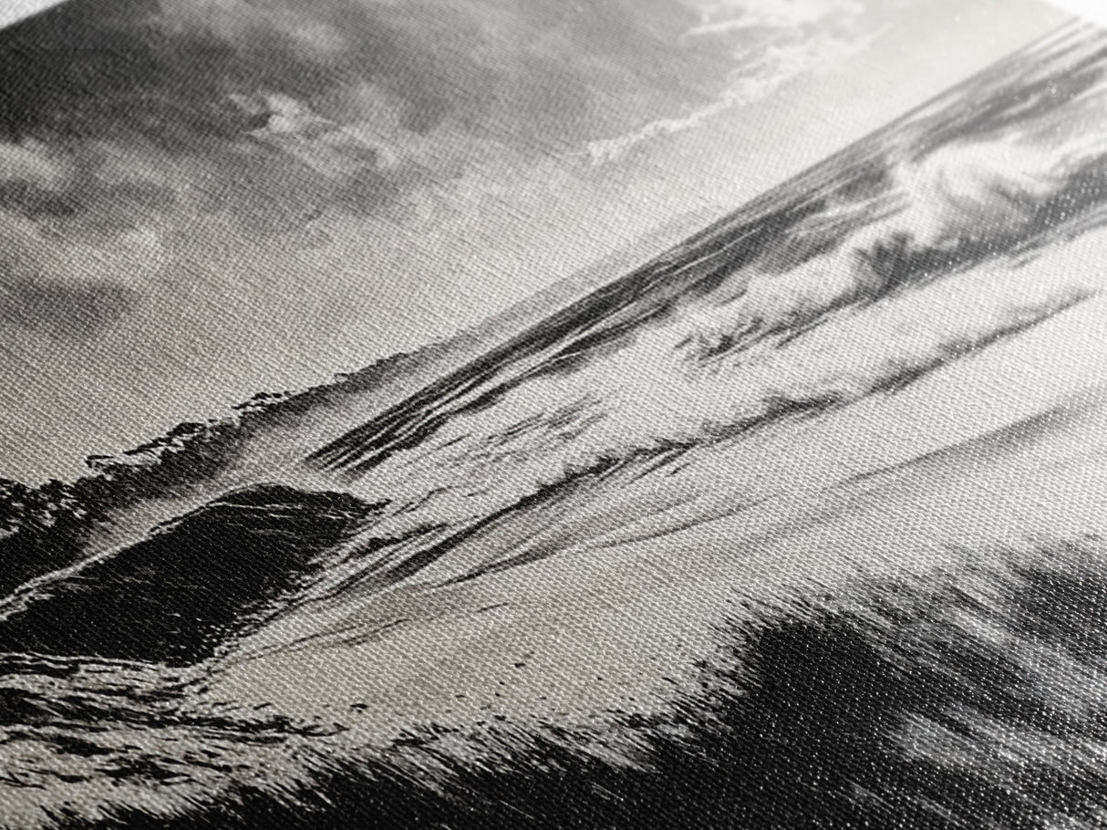 Stormy Ocean, Black and White Canvas Print, Coastal Wall Art, Dramatic Seascape Painting, Nautical Home Decor, Living Room Statement