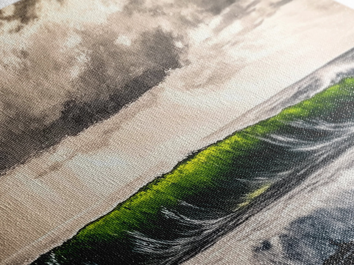 Green Wave, Stormy Ocean, Dramatic Canvas Print, Coastal Wall Art, Surfing Art, Minimalist Waves, Office Decor, Modern Seascape