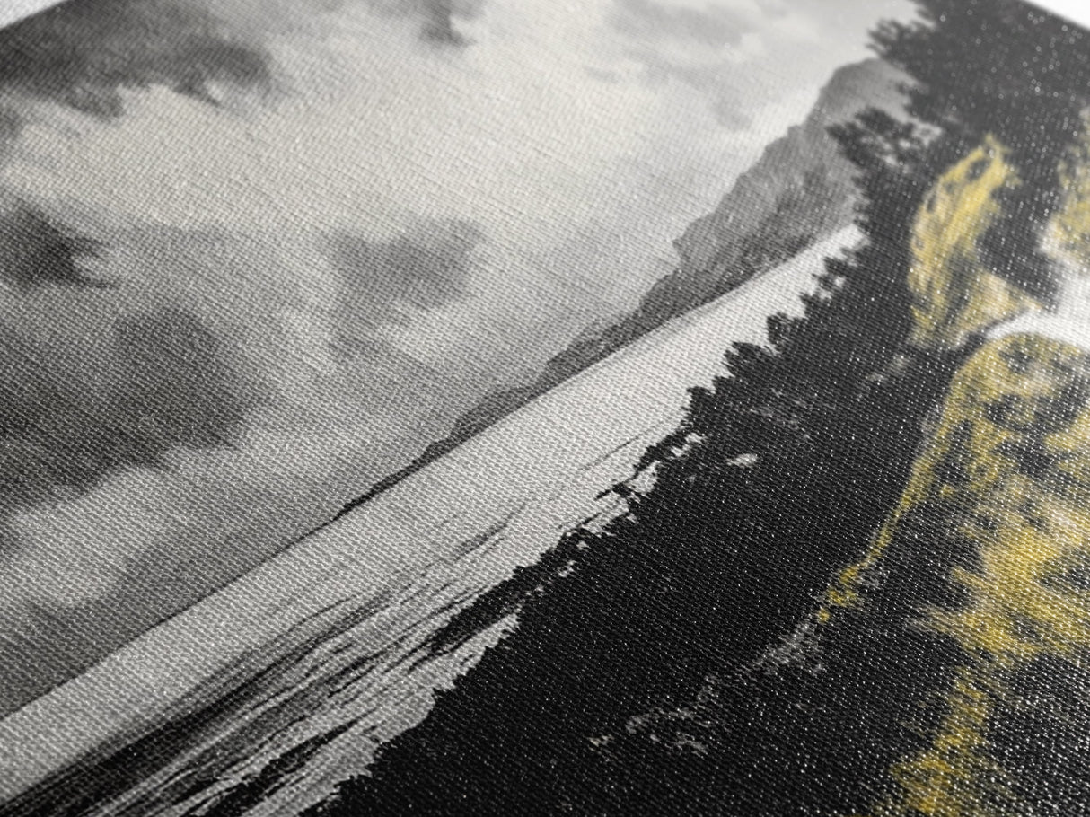 Golden Field, Pathway Landscape, Black and White Art, Moody Sky, Scenic Wall Decor, Office Wall Art, Canvas Print, Minimalist Nature
