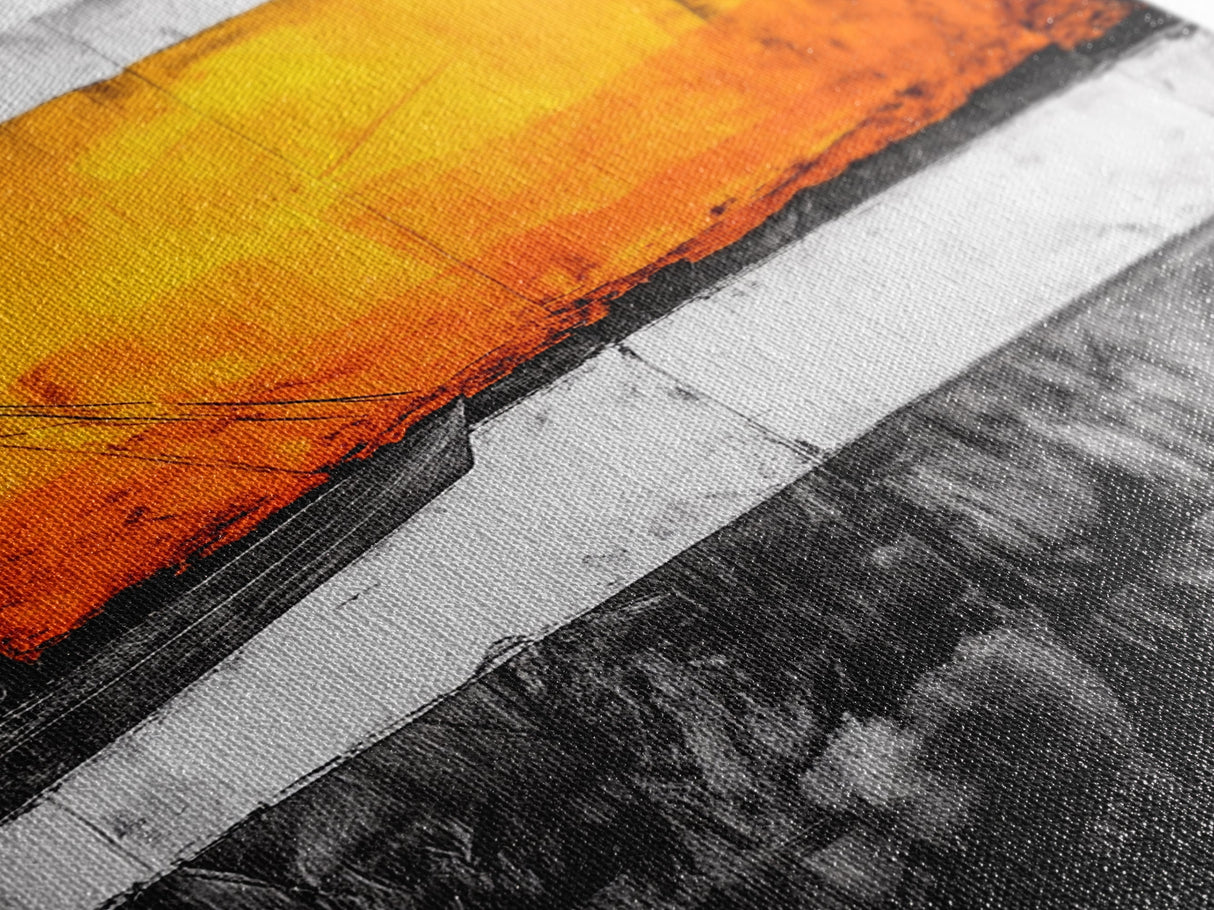 Sunset Sailboat, Nautical Art, Coastal Wall Decor, Warm Color Palette, Abstract Seascape, Modern Ocean Art, Vibrant Painting, Canvas Print