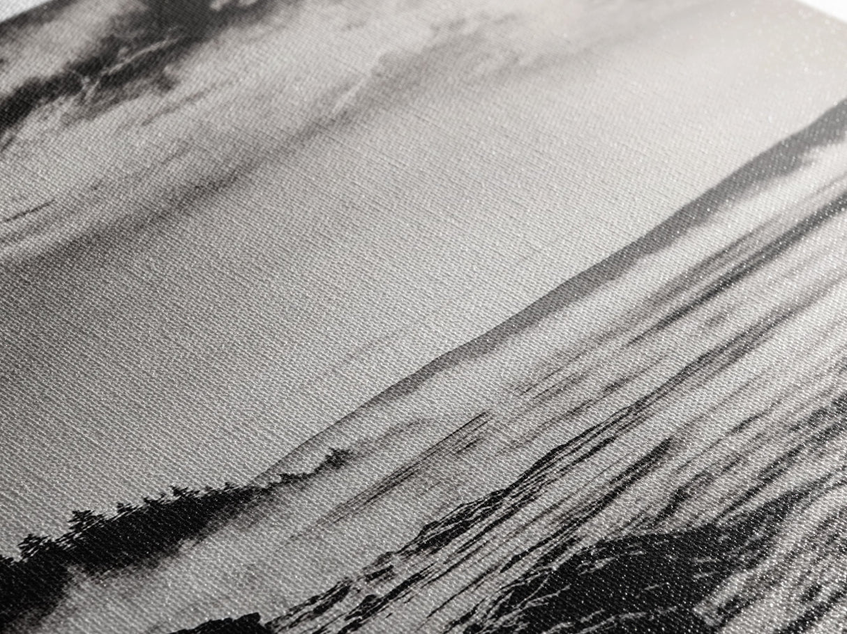 Coastal Mist, Moody Seascape, Black and White Ocean, Nautical Wall Art, Minimalist Decor, Living Room Art, Canvas Print, Gift Idea