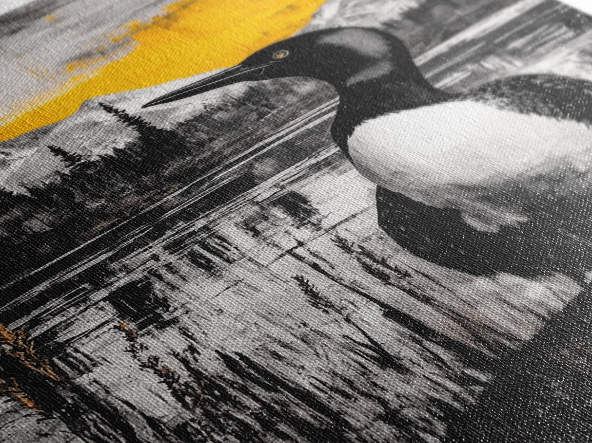 Loon, Mountain Sunset, Wildlife Wall Art, Canvas Print, Fall Decor, Rustic Home, Cabin Aesthetic, Nature Photography, Lodge Art