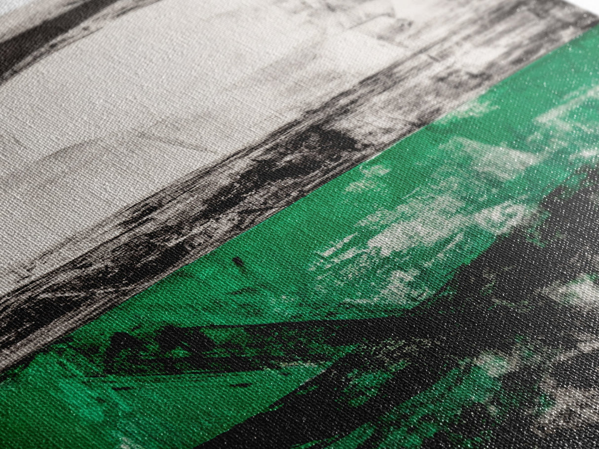 Abstract Horizon, Green and Black Art, Minimalist Canvas Print, Modern Office Decor, Bold Artwork, Statement Piece, Contemporary Home