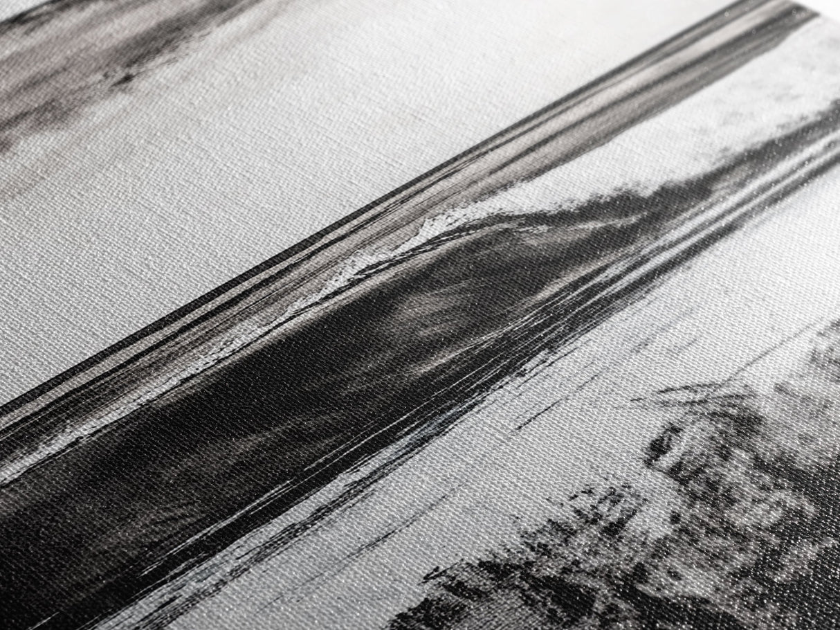 Black White Waves, Ocean Wall Art, Minimalist Coastal, Framed Canvas Print, Beach House Decor, Monochrome Seascape, Surfer Gift