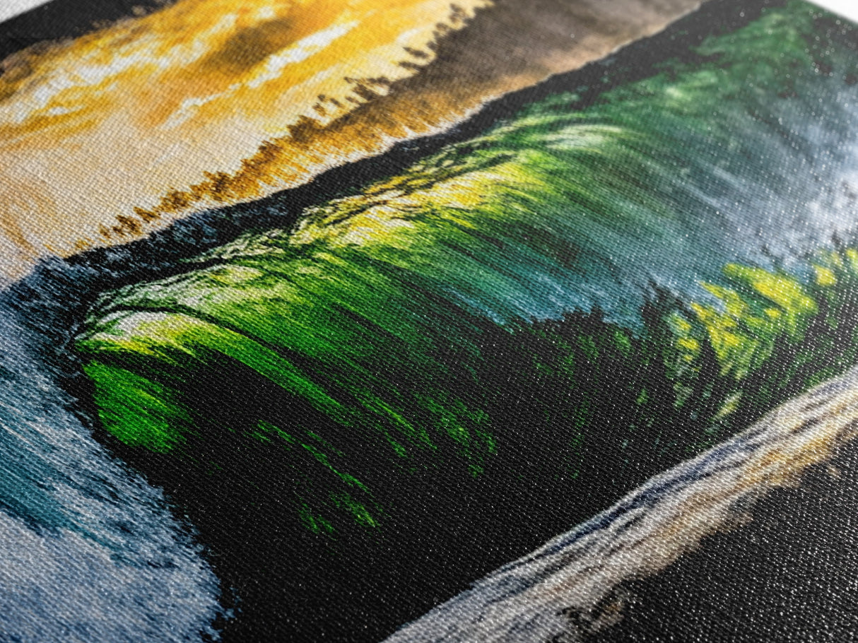 Tropical Wave, Green Ocean, Sunset Beach, Coastal Vibes, Canvas Print, Large Wall Art, Living Room Decor, Surf Style