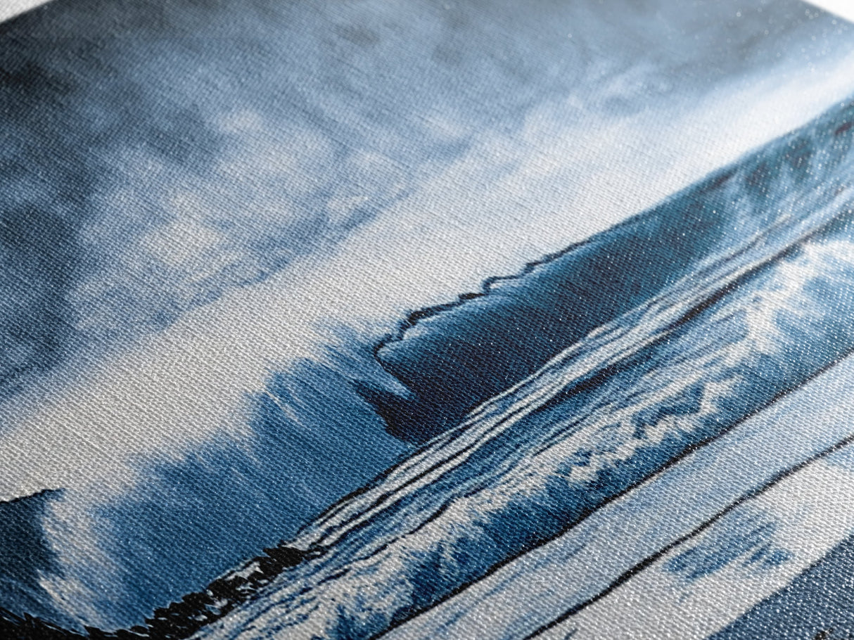 Ocean Wave, Moody Seascape, Blue Water Art, Stormy Sky, Coastal Home Accent, Surfer Decor, Minimalist Wall Art, Canvas Print