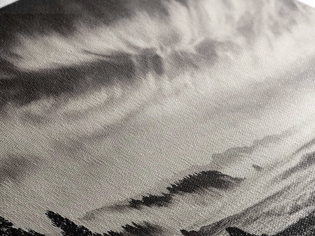 Ocean Waves, Stormy Sky, Dramatic Clouds, Canvas Print, Black and White Landscape, Coastal Wall Art, Living Room Decor, Minimalist Painting