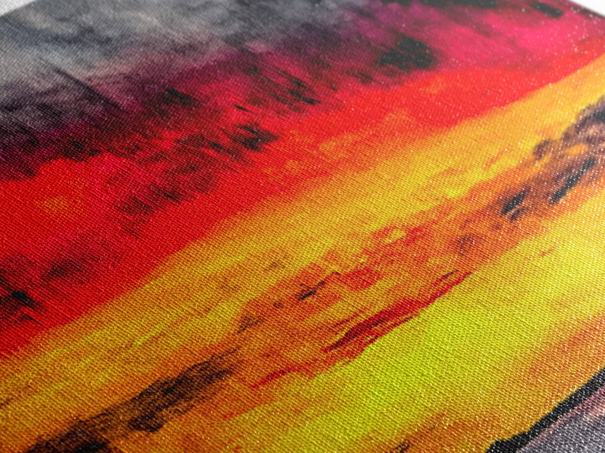 Fiery Sunset, Dramatic Sky, Framed Canvas Print, Ocean Horizon, Vibrant Home Decor, Contemporary Sunset Art, Bedroom Wall Art