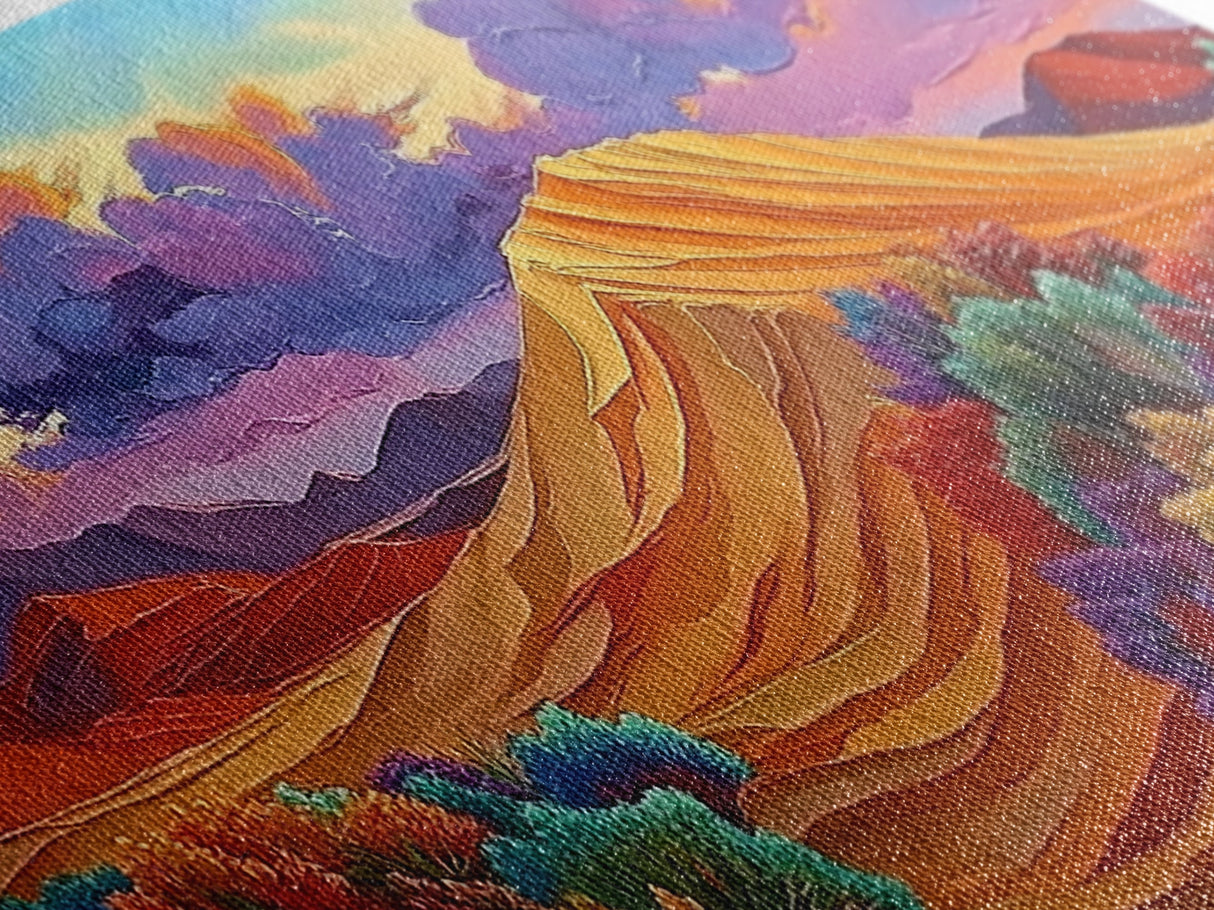 Sand Mountain, Clouds Sunset, Canvas Print, vibrant desert, mountain landscape, dusk dramatic sky, Autumn Decor, Boho Living Room