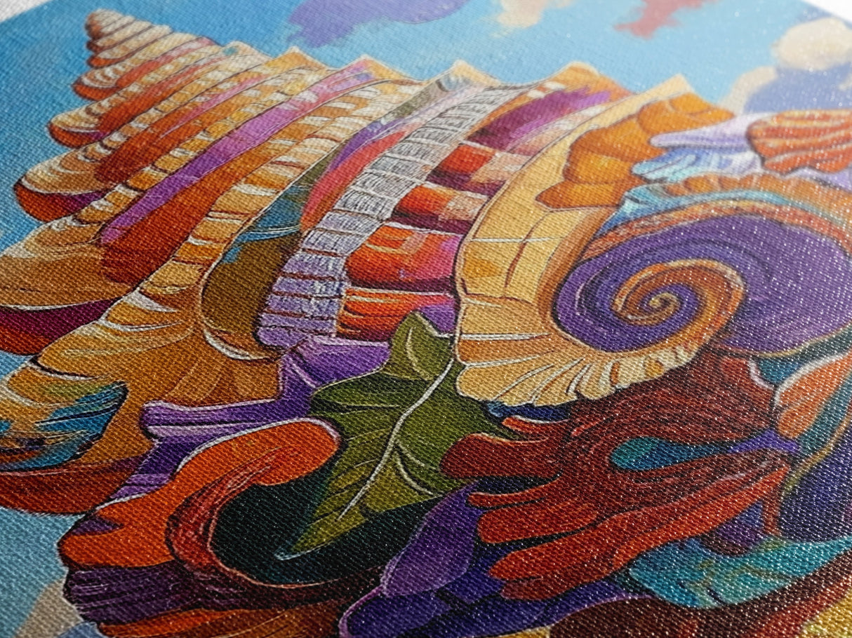 Seashell Swirl, Nautical Shell, Coastal Colors, Beach Dreams, Framed Canvas Print, beach house decor, shell wall art, ocean lover gift