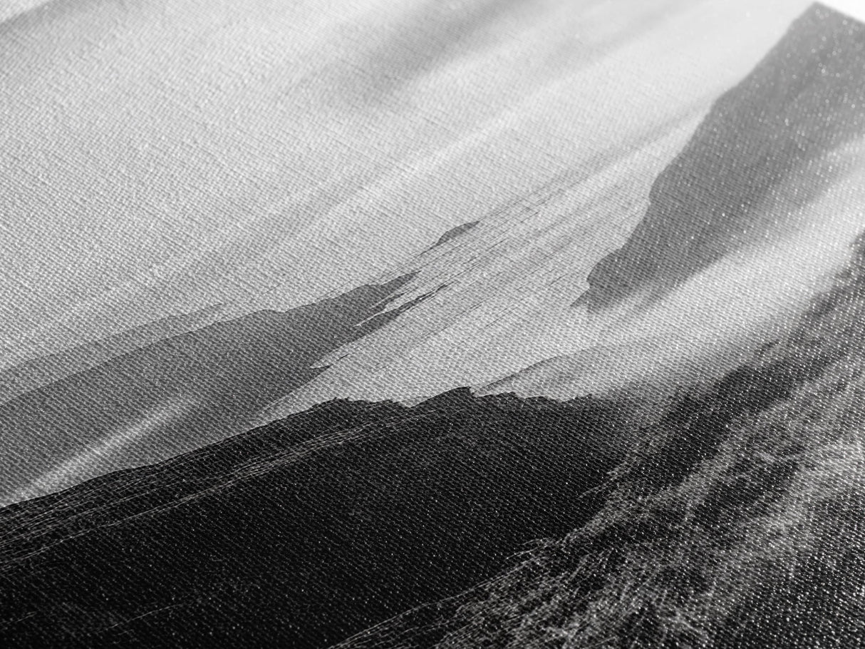 Foggy Coast, Ocean Cliffs, Atmospheric Horizon, Canvas Print, Nature Wall Art, Moody Landscape, Neutral Tones, Hallway or Office Decor