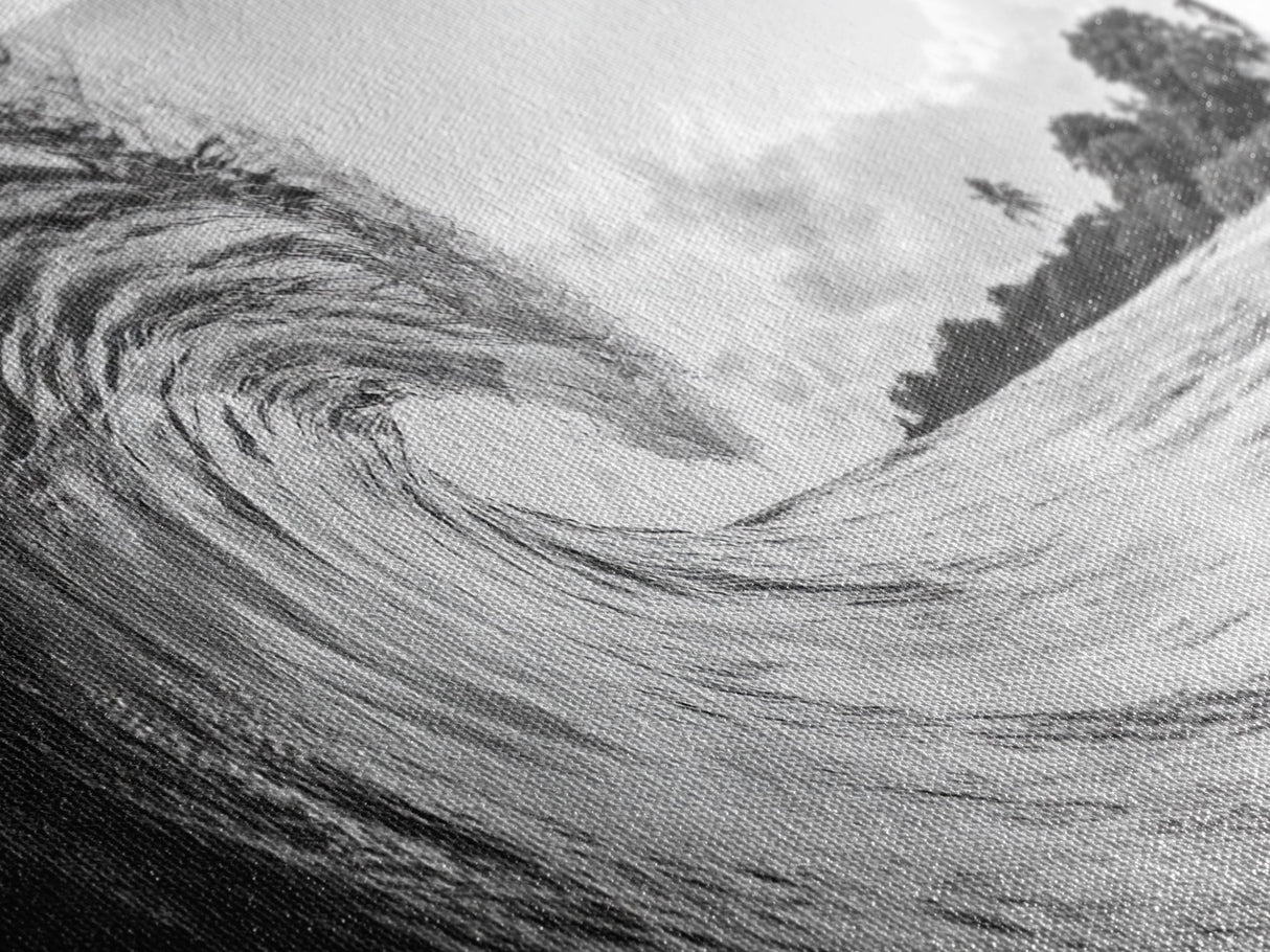 Ocean Wave Art, Coastal Decor, Heart Wave Wall Art, Black and White Photography, Canvas Print, Beach Bathroom, Surf Vibes, Minimalist Surf Home