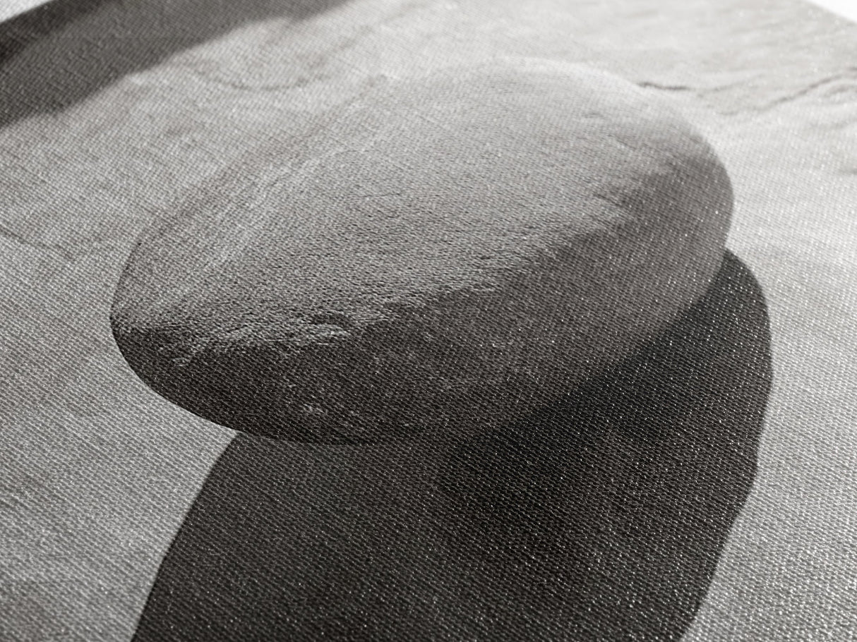 Zen Stone Focus, Natural Simplicity, Black and White Minimalist, Canvas Print, Spa Wall Art, Serene Bathroom Decor, Peaceful Aesthetic