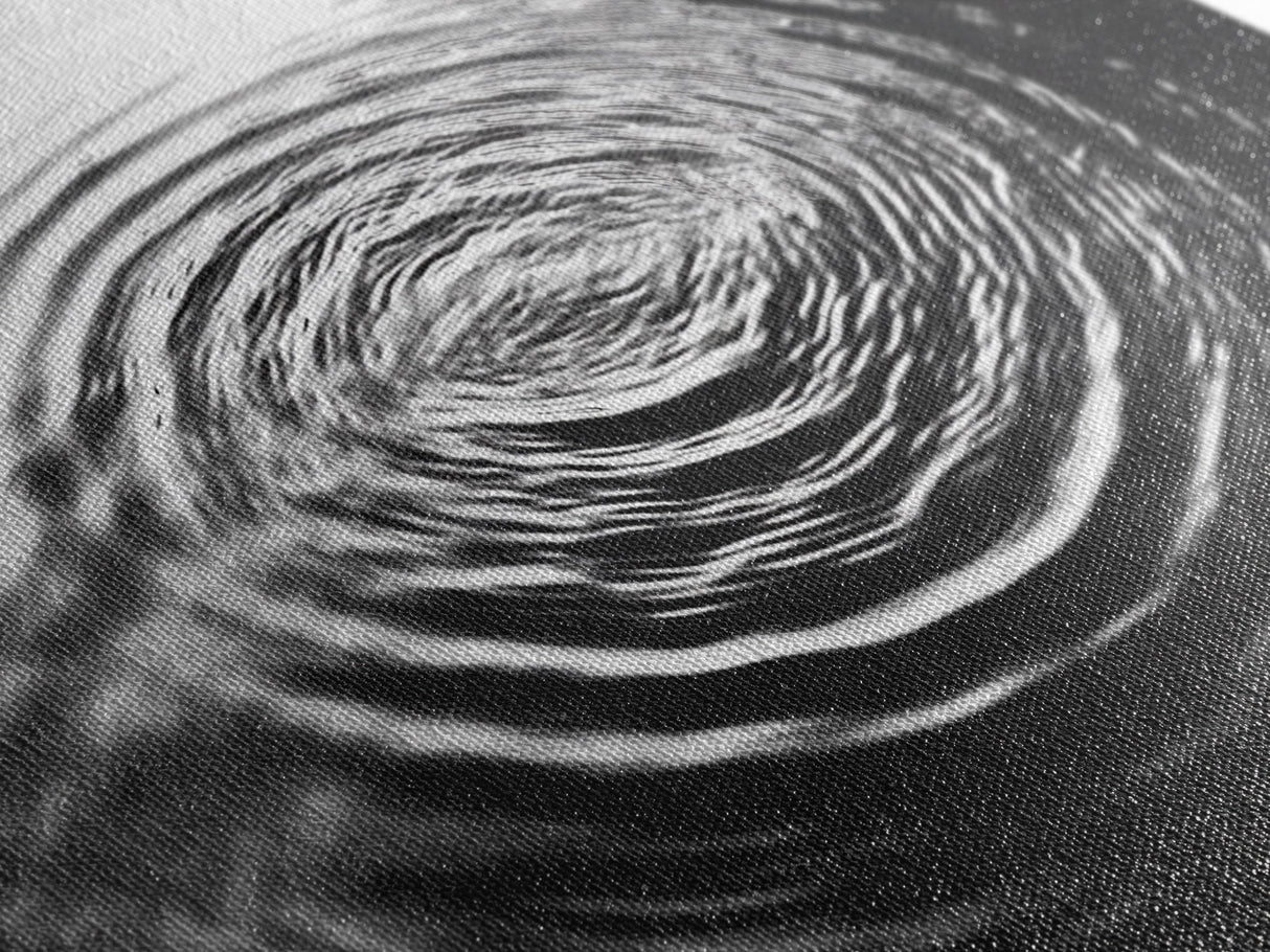 Water Ripples Zen, Abstract Motion, Monochrome Fluid Art, Canvas Print, Modern Minimalist Wall Art, Bathroom or Spa Room Decor
