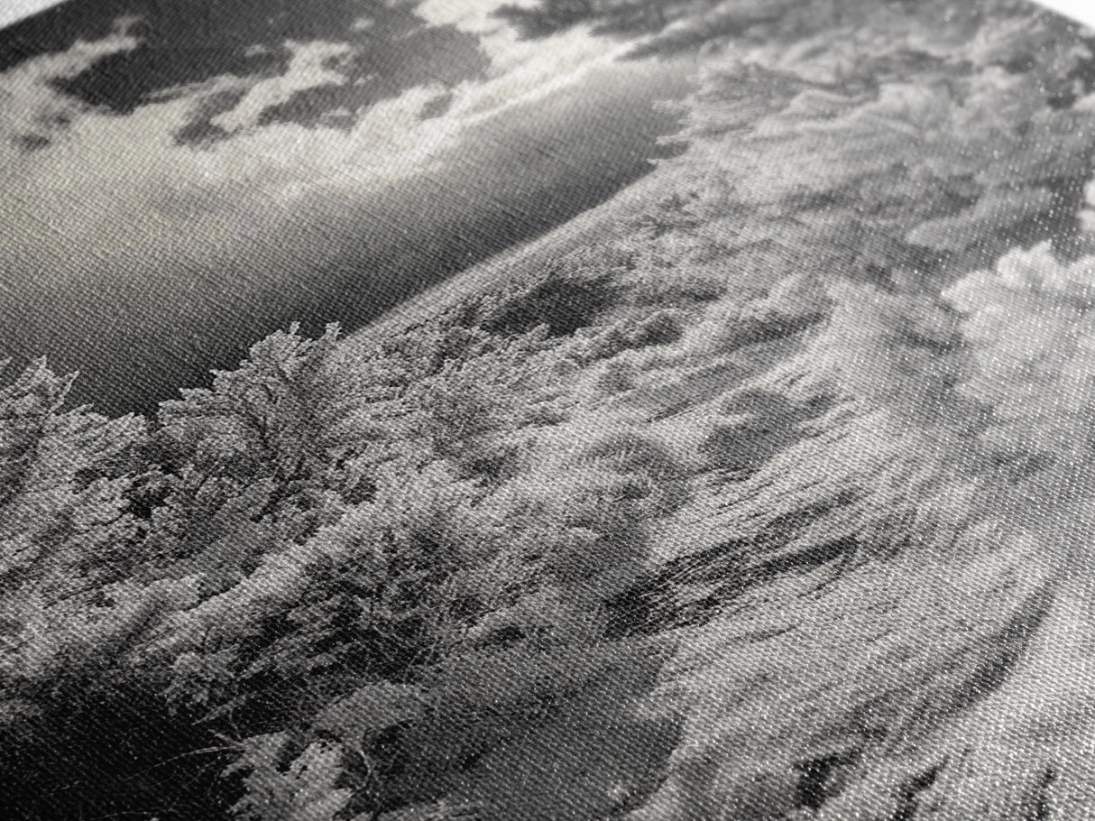 Snowy Pine Path, Winter Forest Light, Frozen Landscape Art, Canvas Print, Holiday Wall Art, Minimalist Winter, Nordic Style Decor