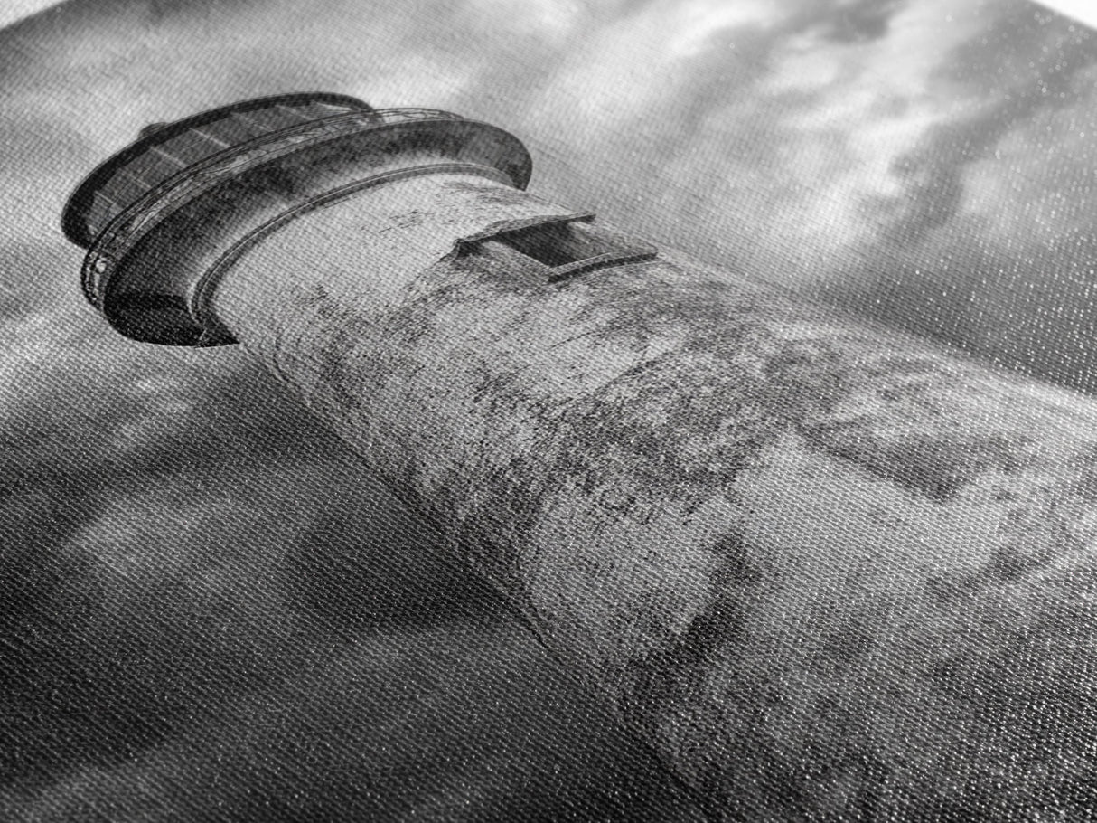 Stormy Lighthouse Closeup, Dramatic Skies, Weathered Beacon, Canvas Print, Coastal Decor, Dark Nautical Wall Art, Moody Ocean Theme