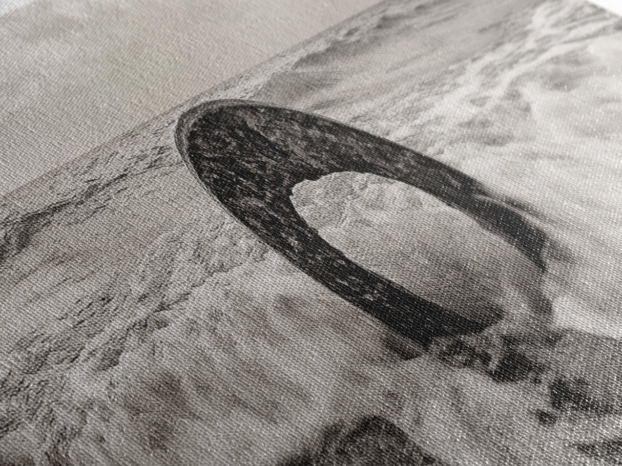 Ocean Ring, Waves Crashing, Sea Sculpture, Framed Canvas Print, unique beach photography, industrial coastal wall art, modern bathroom decor