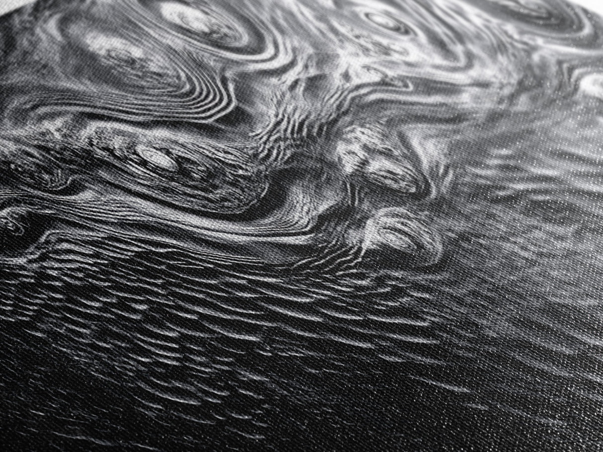 Liquid Texture Waves, Abstract Water Photography, Monochrome Art, Framed Canvas Print, Modern Living Room Wall Art, Nature-Inspired Decor