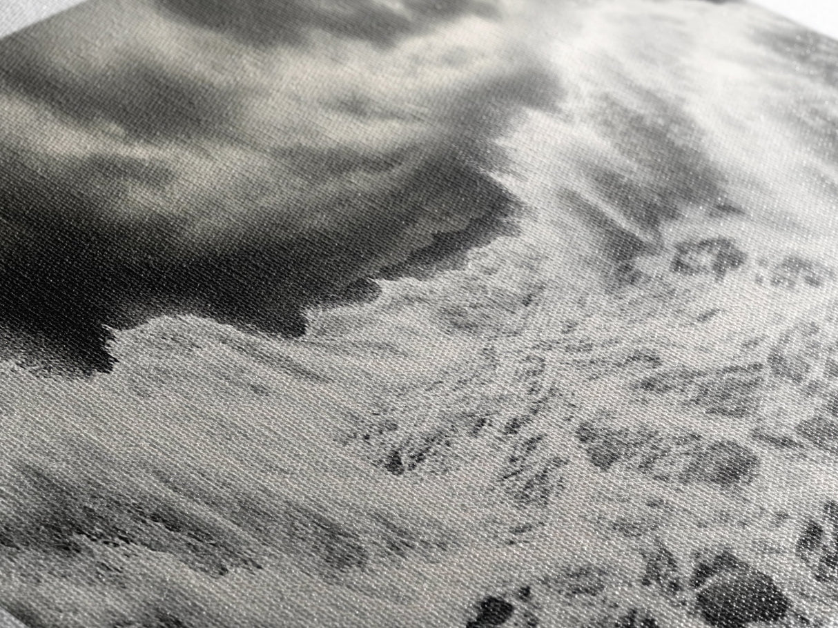 Storm Waves, Moody Sea, Ocean Power, Canvas Print, dramatic bathroom wall art, black and white seascape, coastal energy room decor
