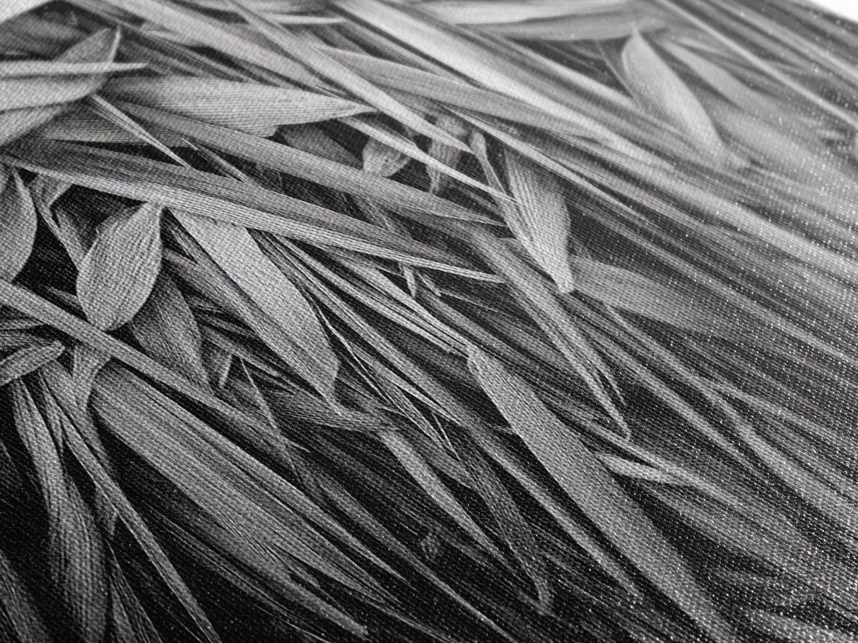 Textured Leaves, Monochrome Nature, Abstract Pattern, Botanical Wall Art, Framed Canvas Print, Modern Bedroom Art, Minimalist Decor