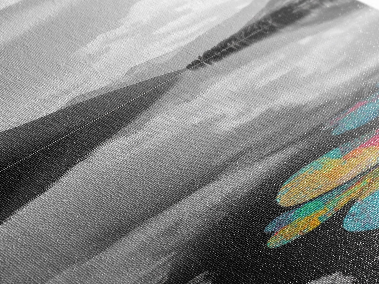 Lake Pebbles Art, Colorful Stones, Mountain Reflection, Calm Waterscape, Canvas Print, Zen Decor, Boho Lake Art, Bathroom Wall Art