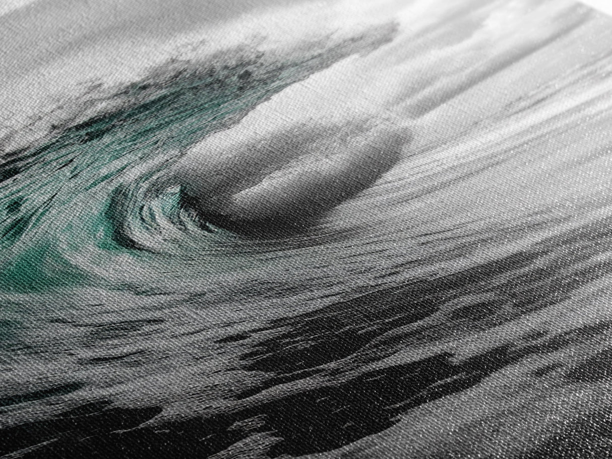 Teal Wave, Ocean Power, Surf Break, Coastal Energy, Canvas Print, Bathroom Wall Art, Modern Ocean Photography, Minimalist Sea Decor