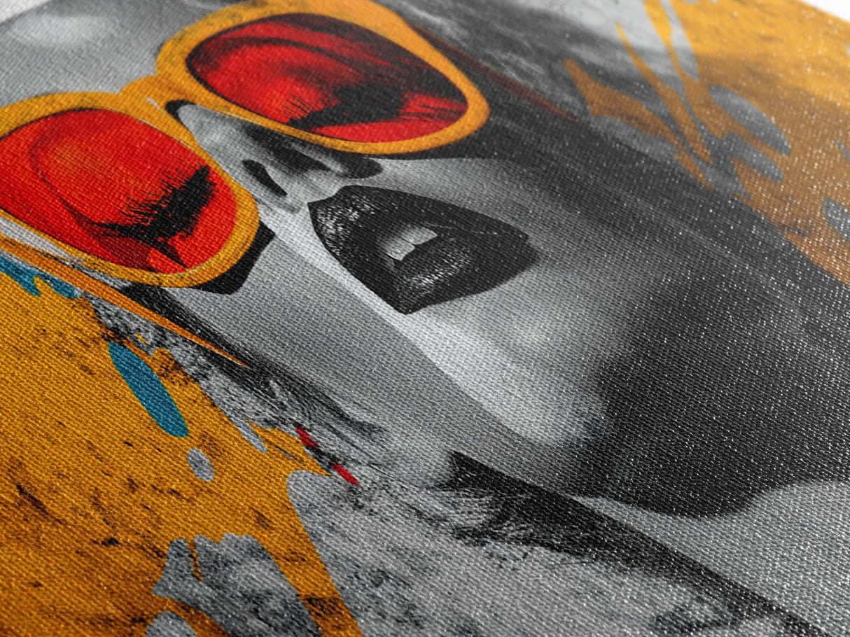 Retro Glam, Bold Woman, Pop Art Fashion, Orange Splash, Framed Canvas Print, Bedroom Wall Art, Modern Glam Decor, Statement Wall Piece