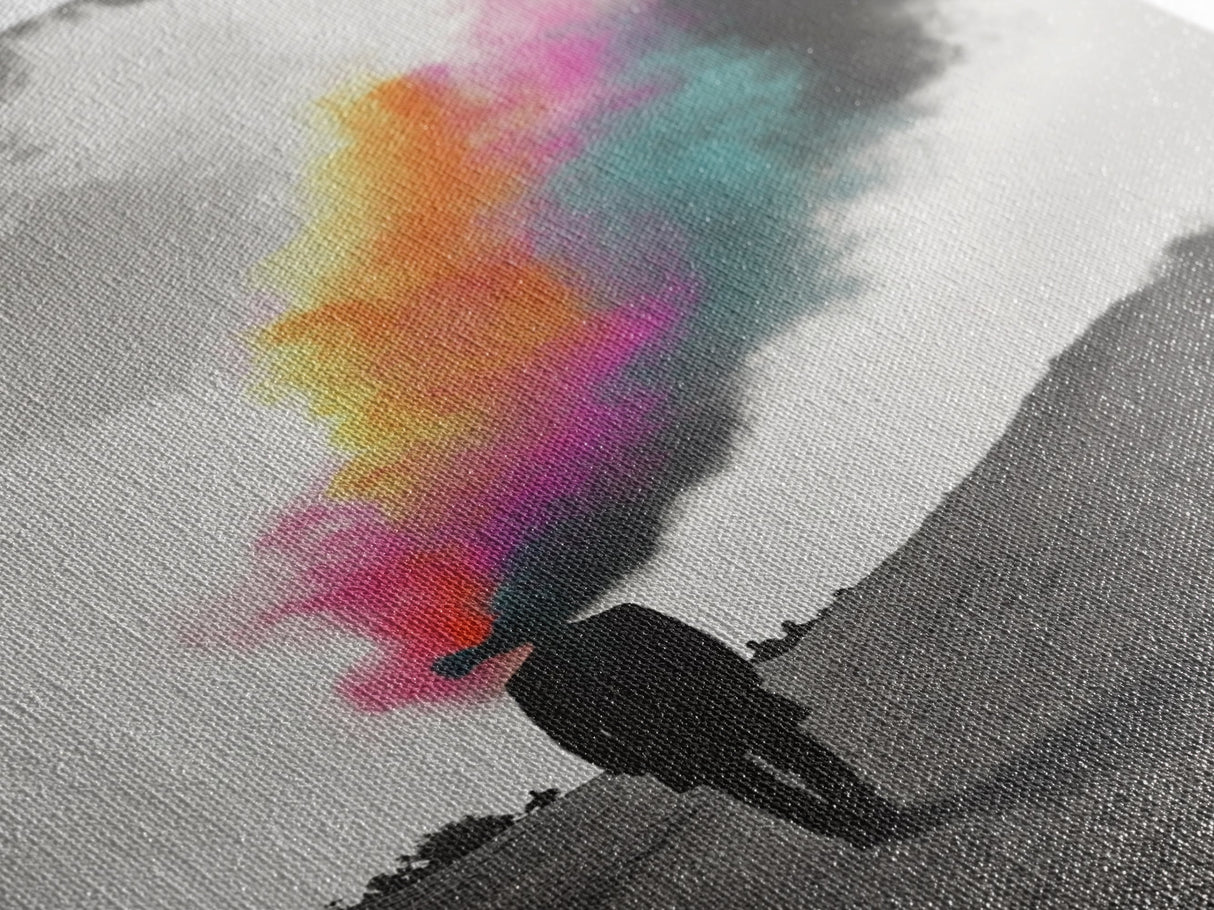 Colorful Mind, Surreal Silhouette, Abstract Smoke Art, Framed Canvas Print, Office Wall Art, Conceptual Psychedelic Art Decor