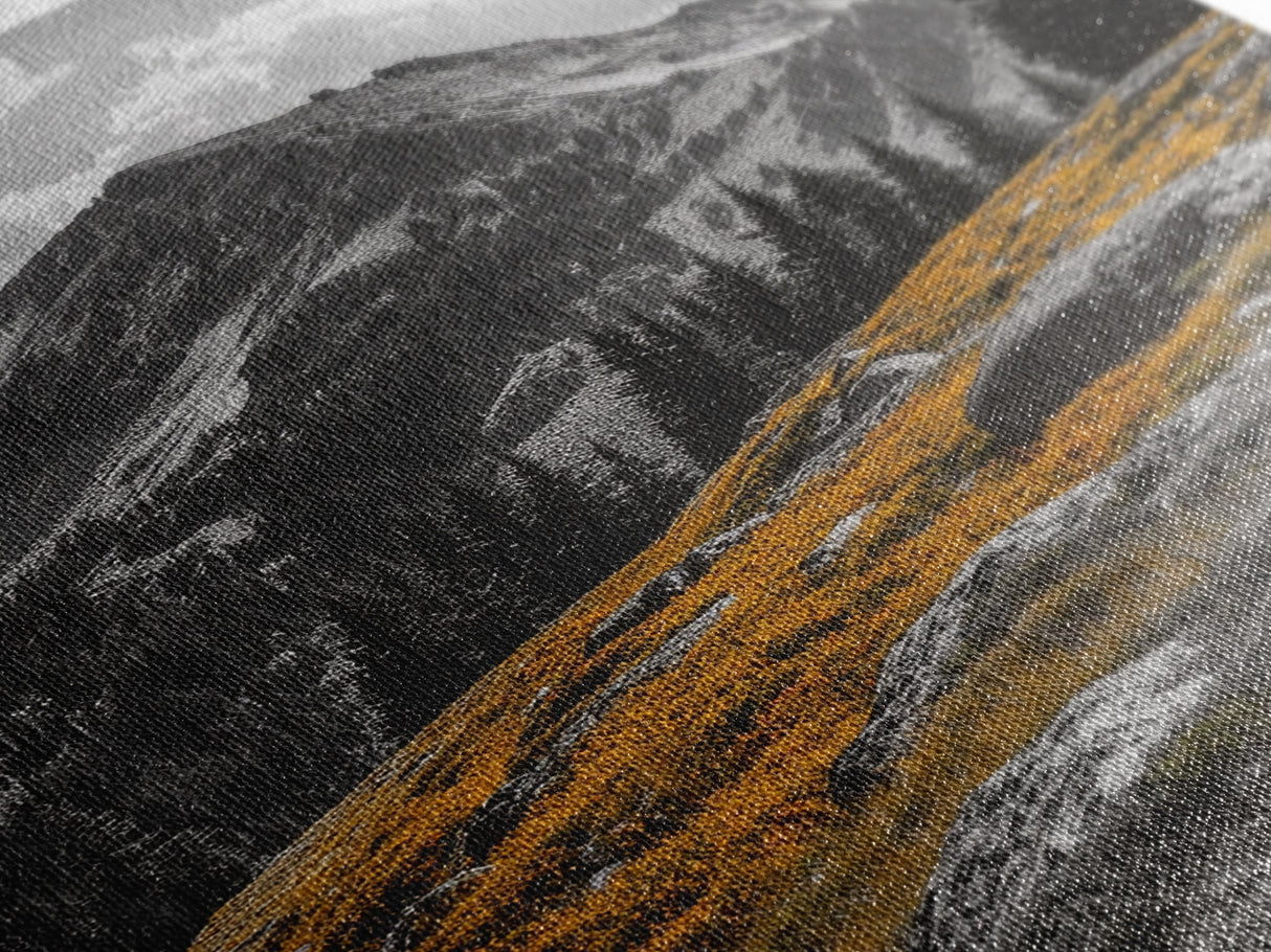 Mountain Peak, Alpine Landscape, Autumn Meadow, Framed Canvas Print, Fall Wall Art, Rustic Cabin Decor, Nature Photography, Living Room