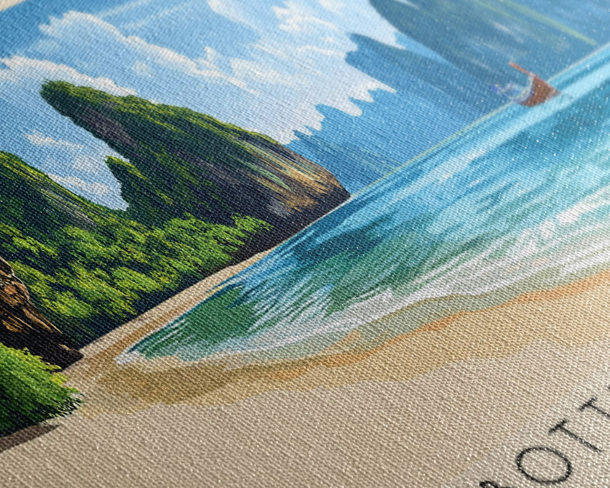 Bottle Beach, Thailand Panoramic Beach Print, Vacation Gift, Thailand Wall Art, Beach Painting, Beach Decor, Beach Painting