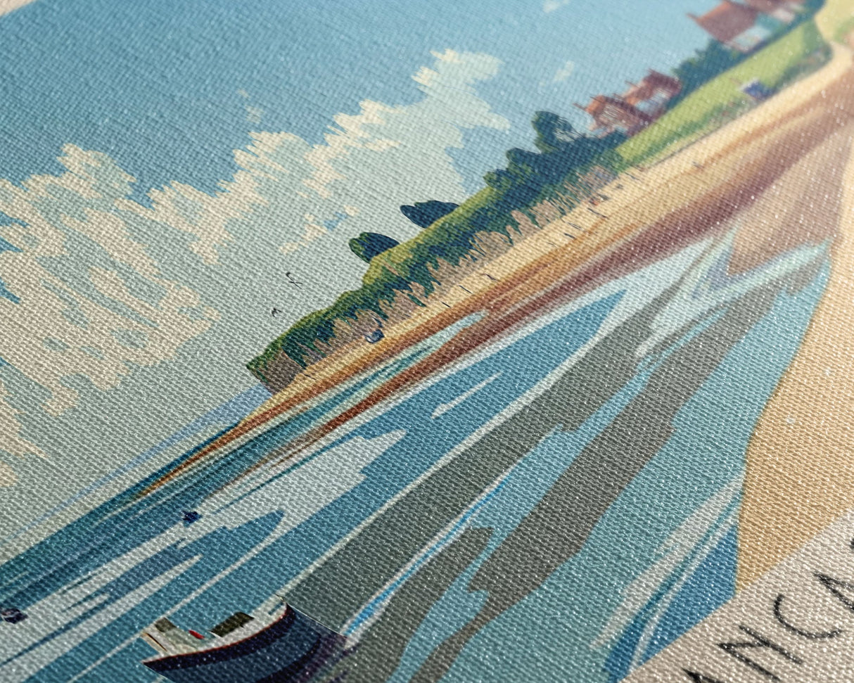 Brancaster Beach, United Kingdom Panoramic Beach Print, Vacation Gift, United Kingdom Wall Art, Framed Canvas Print, Framed Beach Painting