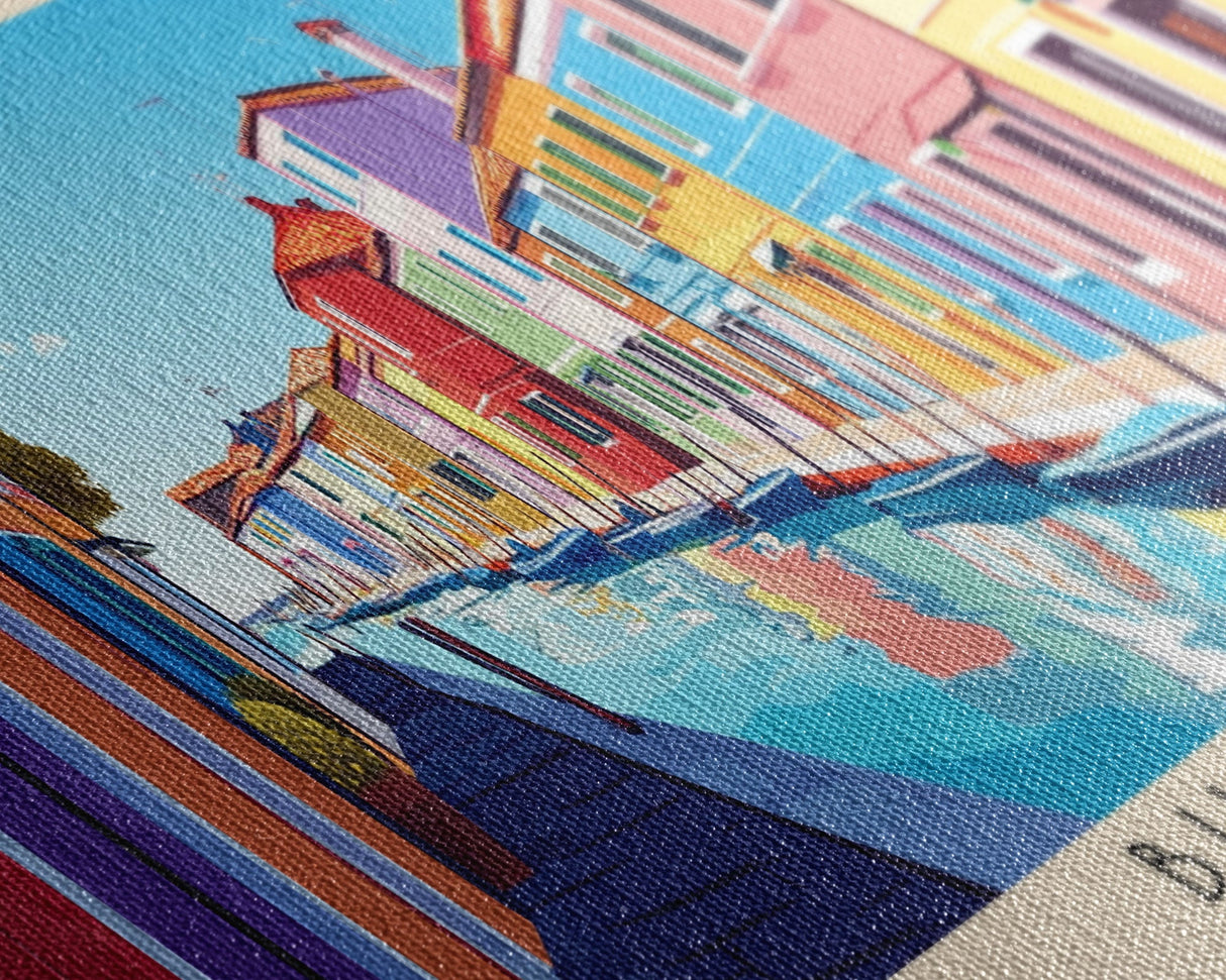 Burano, Italy Panoramic Print, Vacation Gift, Italy Wall Art, Beach Painting, Beach Decor, Beach Or Lakehouse Art