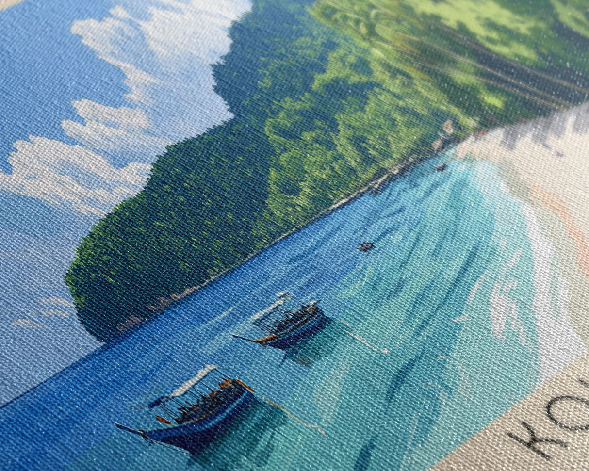 Koh Rong, Cambodia Panoramic Print, Vacation Gift, Cambodia Wall Art, Beach Painting, Beach Decor, Large Wall Art, Wood Frame Art