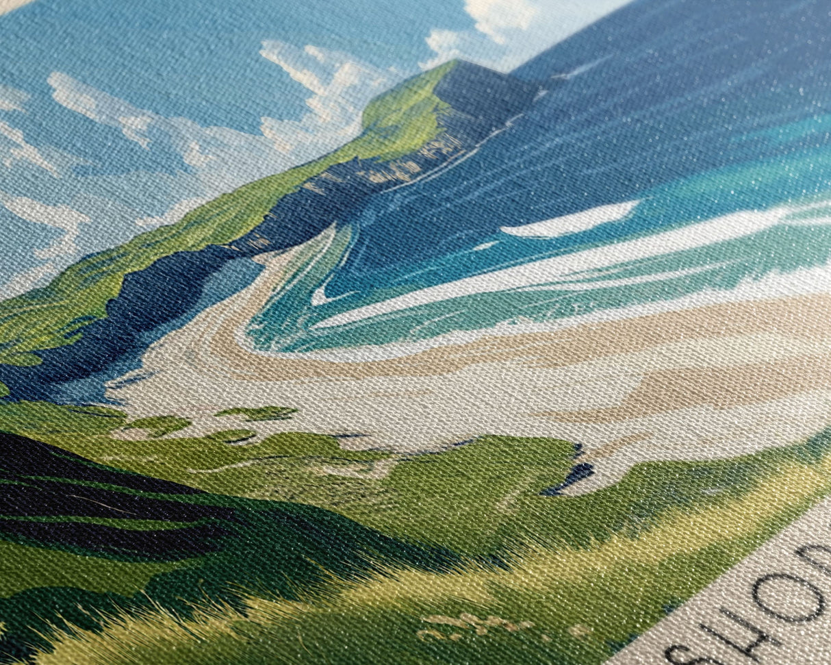 Oldshoremore beach, Scotland Panoramic Beach Print, Vacation Gift, Scotland Wall Art, Beach Painting, Beach Decor, Beach Painting