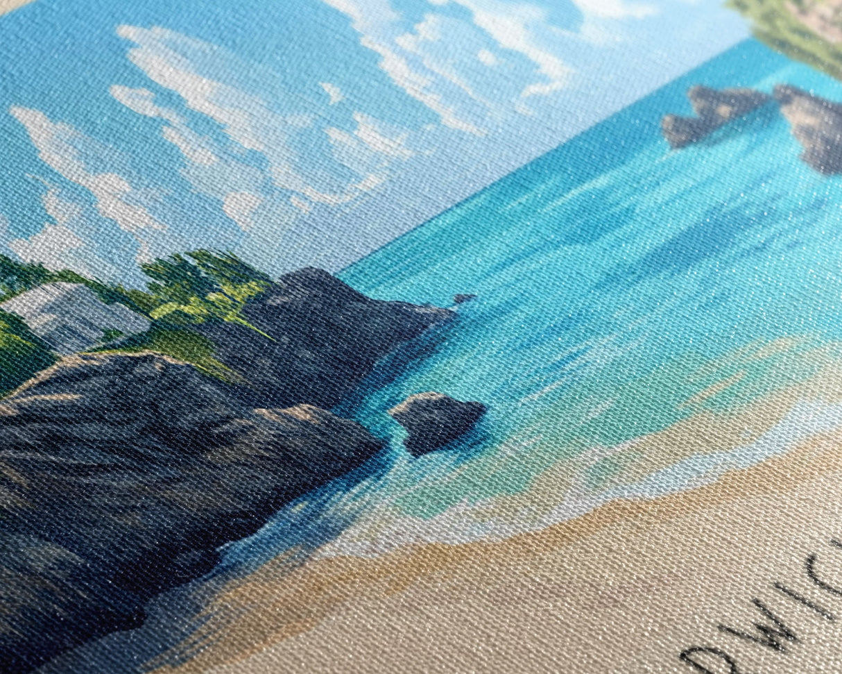 Warwick Long Bay, Bermuda Panoramic Print, Vacation Gift, Bermuda Wall Art, Beach Painting, Beach Decor, Large Wall Art, Wood Frame Art