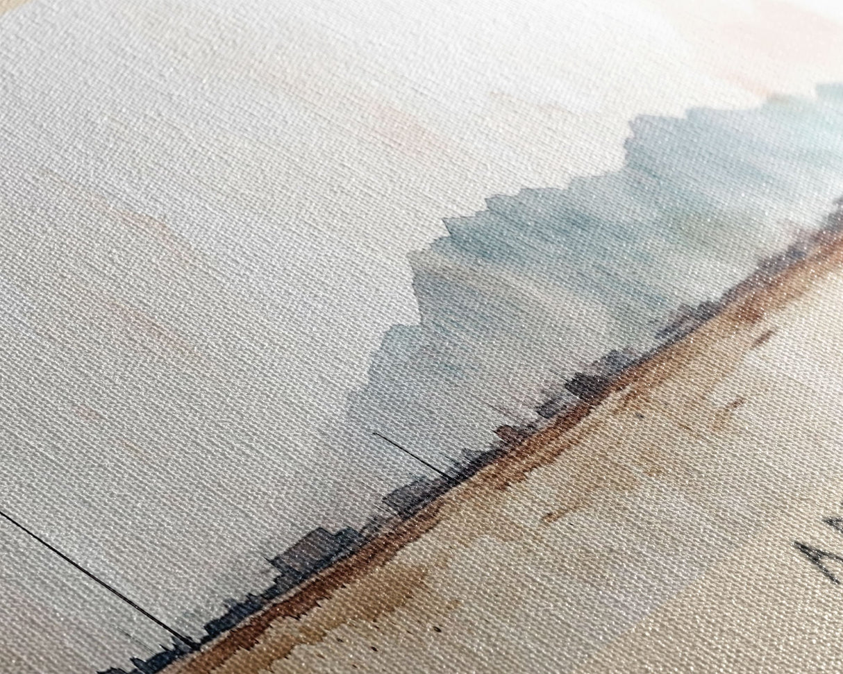 Ancud, Chile Watercolor Print, Vacation Gift, Chile Wall Art, Beach Painting, Beach Decor, Large Wall Art, Wood Frame Art