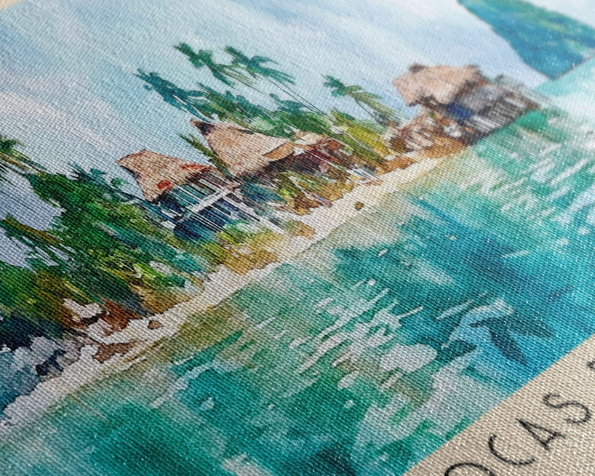 Bocas del Toro , Panamá Watercolor Beach Print, Vacation Gift, Panamá Wall Art, Framed Canvas Print, Framed Beach Painting