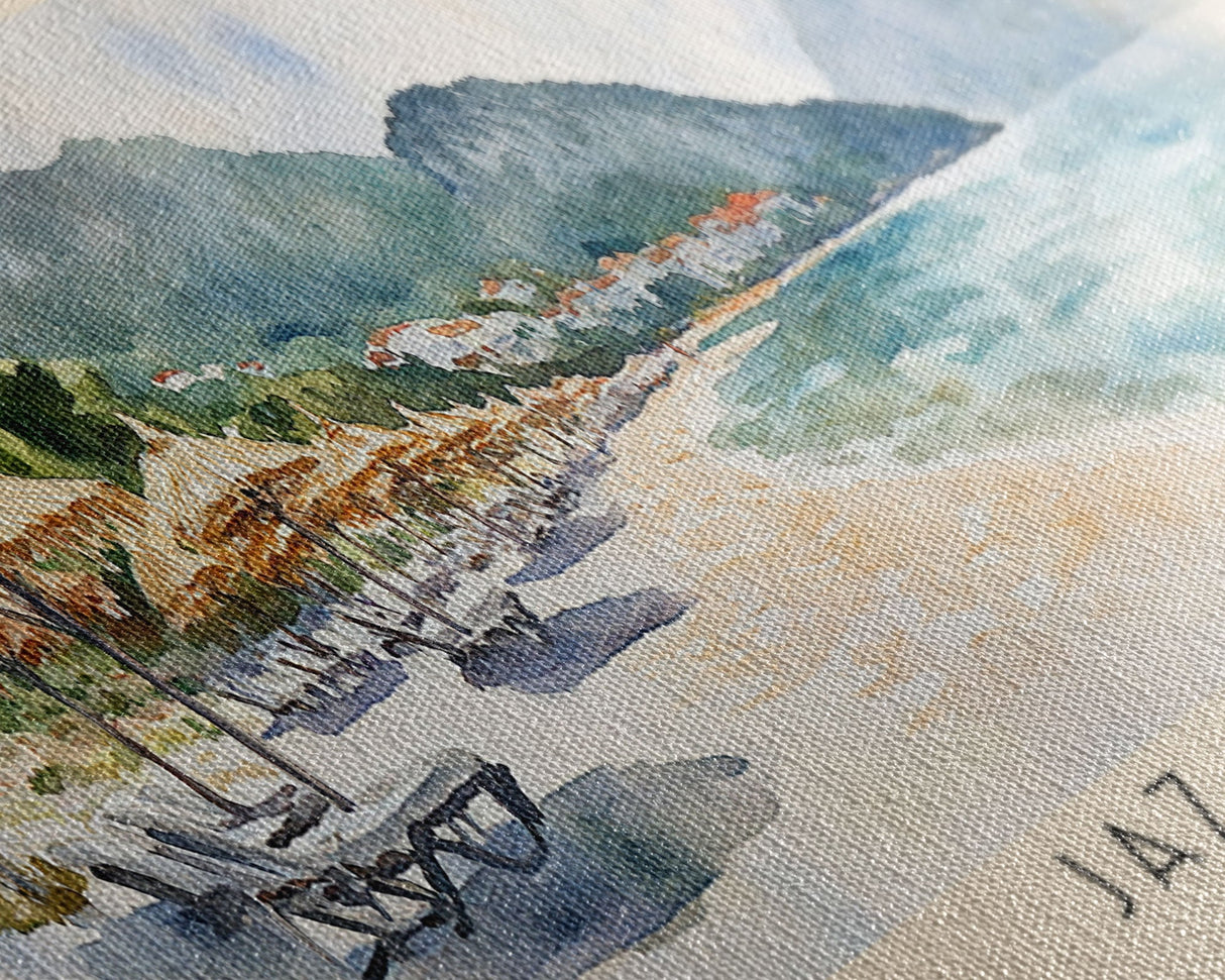 Jaz Beach, Montenegro Watercolor Beach Print, Vacation Gift, Montenegro Wall Art, Beach Painting, Beach Decor, Beach Painting