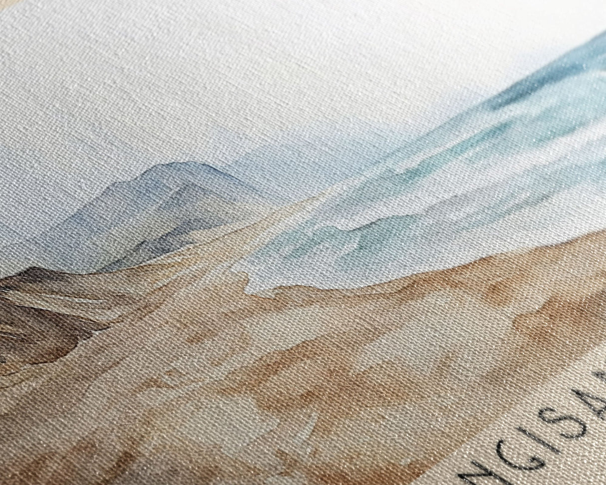 Langisandur Beach, Iceland Watercolor Print, Vacation Gift, Iceland Wall Art, Beach Painting, Beach Decor, Large Wall Art, Wood Frame Art