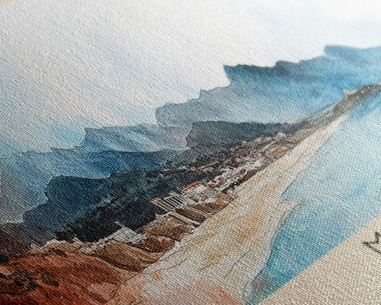 Milo, Greece Watercolor Beach Print, Vacation Gift, Greece Wall Art, Framed Canvas Print, Framed Beach Painting