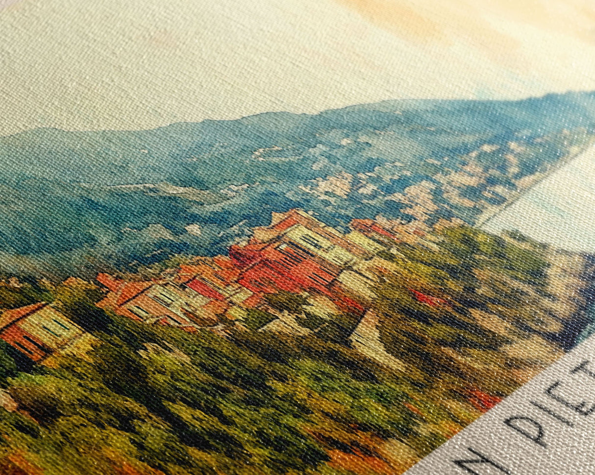 San Pietro Island, Italy Watercolor Print, Vacation Gift, Italy Wall Art, Beach Painting, Beach Decor, Large Wall Art, Wood Frame Art