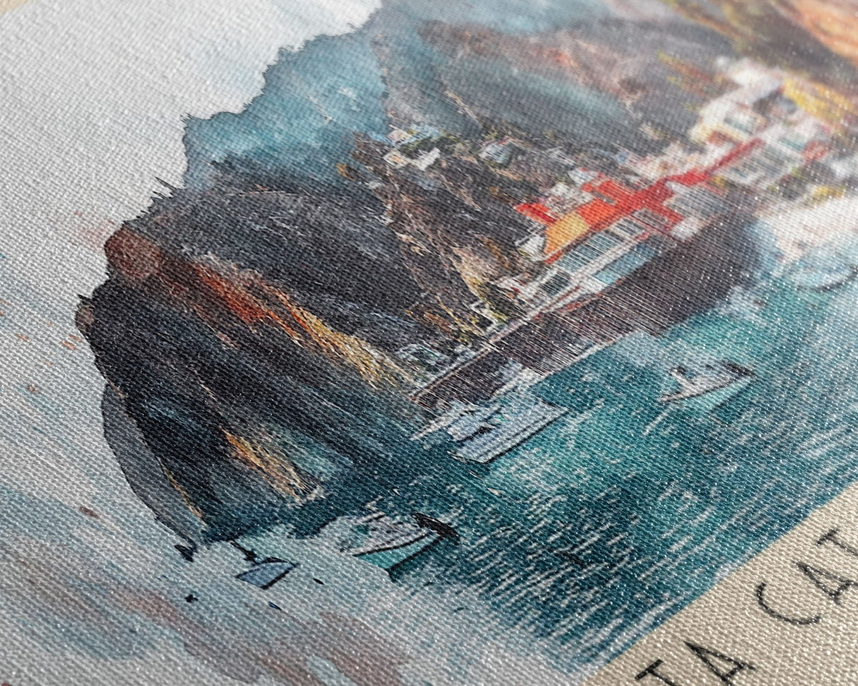 Santa Catalina Island, California Watercolor Beach Print, Vacation Gift, California Wall Art, Framed Canvas Print, Framed Beach Painting