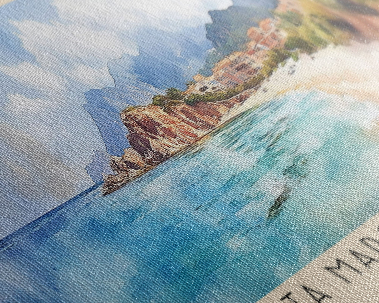 Santa Margarita Island, France Watercolor Print, Vacation Gift, France Wall Art, Beach Painting, Beach Decor, Large Wall Art, Wood Frame Art