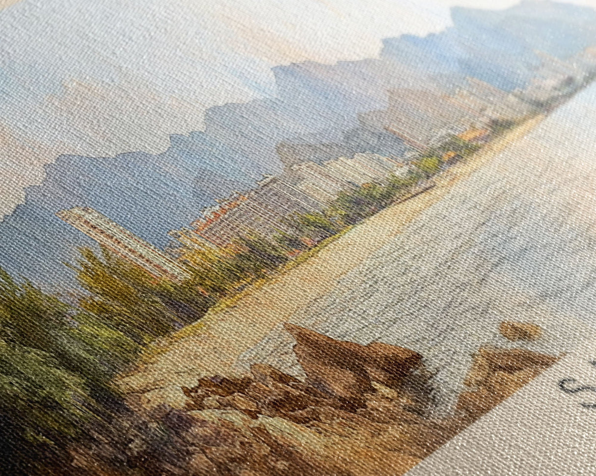 Sanya, China Watercolor Print, Vacation Gift, China Wall Art, Beach Painting, Beach Decor, Large Wall Art, Wood Frame Art