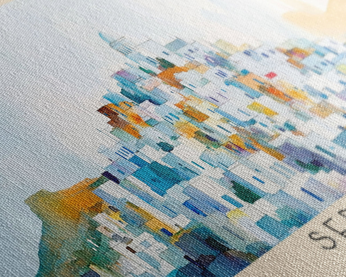 Serifos, Greece Watercolor Print, Vacation Gift, Greece Wall Art, Beach Painting, Beach Decor, Large Wall Art, Wood Frame Art