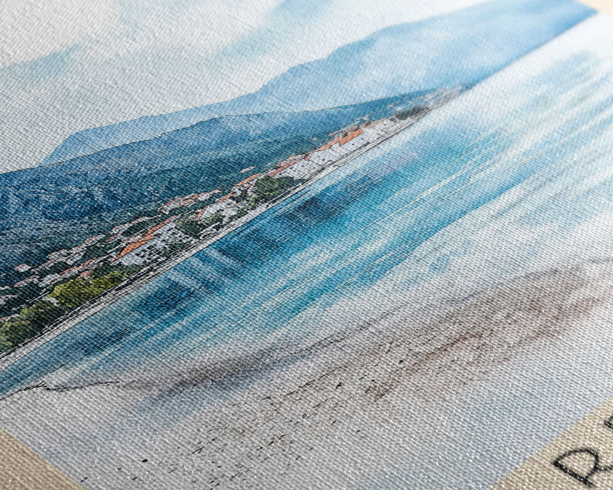 Dobrec Beach, Montenegro Watercolor Beach Print, Vacation Gift, Montenegro Wall Art, Beach Painting, Beach Decor, Beach Painting