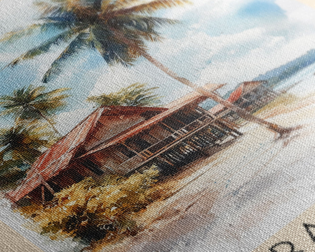 Saracen Bay, Cambodia Watercolor Print, Vacation Gift, Cambodia Wall Art, Beach Painting, Beach Decor, Large Wall Art, Wood Frame Art