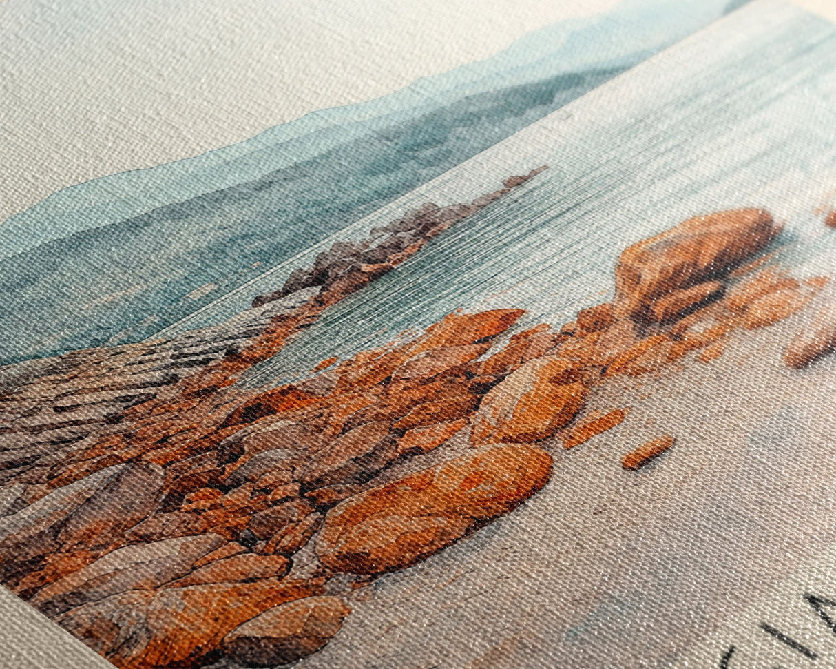 Spiaggia di Sabaudia, Italy Watercolor Beach Print, Vacation Gift, Italy Wall Art, Beach Painting, Beach Decor, Beach Painting