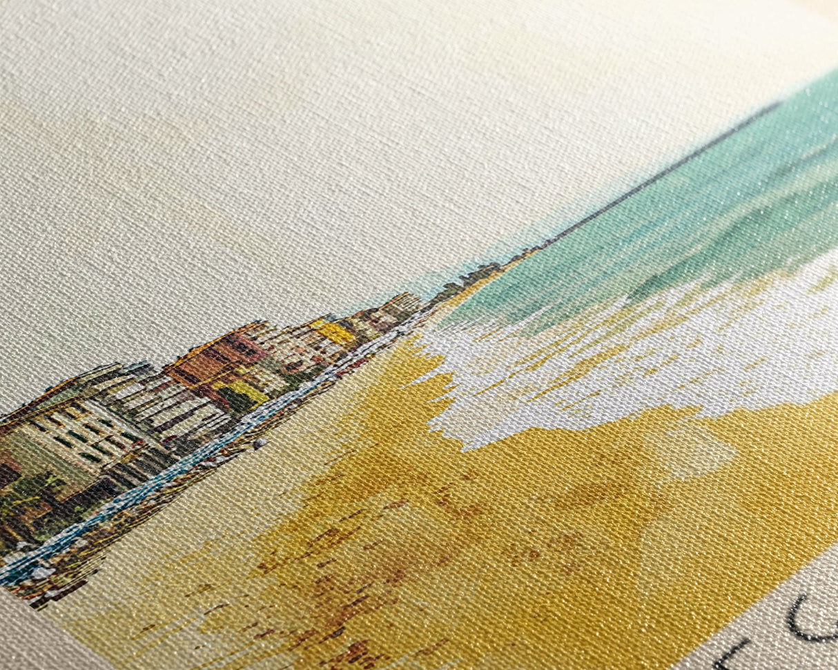 Viareggio Beach, Italy Watercolor Beach Print, Vacation Gift, Italy Wall Art, Beach Painting, Beach Decor, Beach Painting